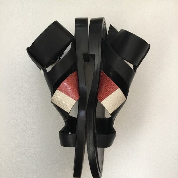Thakoon Black Leather Sandals with Striped Accent - Picture 3 of 6